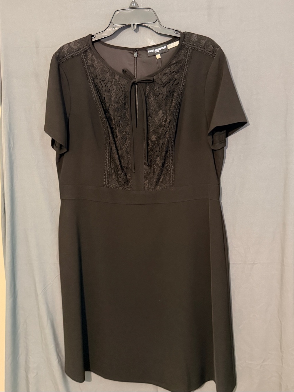 Karl Lagerfeld Black Lace-Front Short Dress